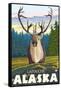 Caribou in the Wild, Latouche, Alaska-Lantern Press-Framed Stretched Canvas
