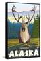 Caribou in the Wild, Seward, Alaska-Lantern Press-Framed Stretched Canvas