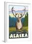 Caribou in the Wild, Seward, Alaska-Lantern Press-Framed Art Print