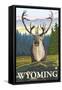 Caribou in the Wild, Wyoming-Lantern Press-Framed Stretched Canvas