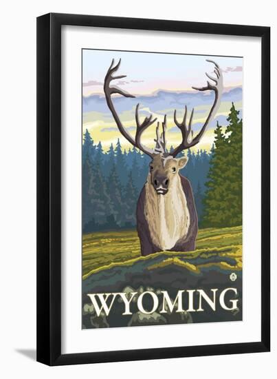 Caribou in the Wild, Wyoming-Lantern Press-Framed Art Print