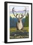 Caribou in the Wild, Yellowstone National Park-Lantern Press-Framed Art Print