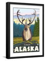 Caribou in the Wild, Yukon, Alaska-Lantern Press-Framed Art Print