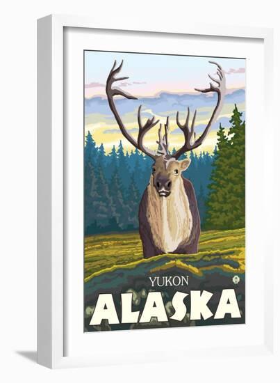 Caribou in the Wild, Yukon, Alaska-Lantern Press-Framed Art Print