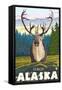 Caribou in the Wild, Yukon, Alaska-Lantern Press-Framed Stretched Canvas