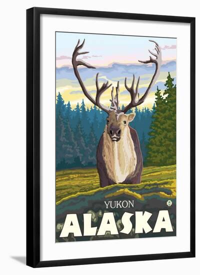 Caribou in the Wild, Yukon, Alaska-Lantern Press-Framed Art Print