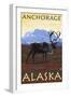 Caribou Scene, Anchorage, Alaska-Lantern Press-Framed Art Print