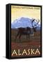 Caribou Scene, Denali National Park, Alaska-Lantern Press-Framed Stretched Canvas