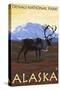 Caribou Scene, Denali National Park, Alaska-Lantern Press-Stretched Canvas