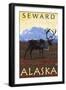 Caribou Scene, Seward, Alaska-Lantern Press-Framed Art Print