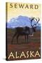 Caribou Scene, Seward, Alaska-Lantern Press-Stretched Canvas