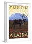 Caribou Scene, Yukon, Alaska-Lantern Press-Framed Art Print