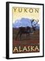 Caribou Scene, Yukon, Alaska-Lantern Press-Framed Art Print