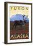 Caribou Scene, Yukon, Alaska-Lantern Press-Framed Art Print