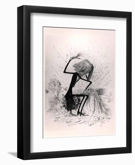 Caricature Depicting Franz Liszt Playing the Piano, 1845-null-Framed Premium Giclee Print
