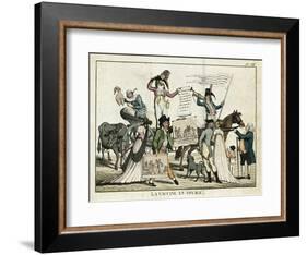 Caricature Depicting Quack Doctors Offering Vaccines-null-Framed Giclee Print