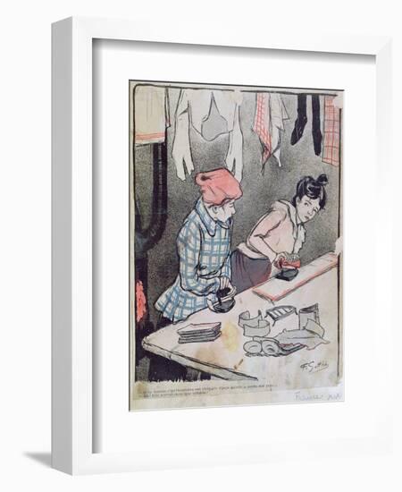 Caricature Depicting Two Washerwomen Gossiping, late 19th century-Fernand Louis Gottlob-Framed Giclee Print