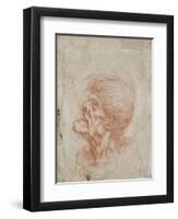 Caricature Head Study of an Old Man, circa 1500-05-Leonardo da Vinci-Framed Giclee Print