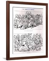 Caricature of a Family Dinner Before and after Having Talked About the Dreyfus Affair, circa 1894-Emmanuel Poire Caran D'ache-Framed Giclee Print