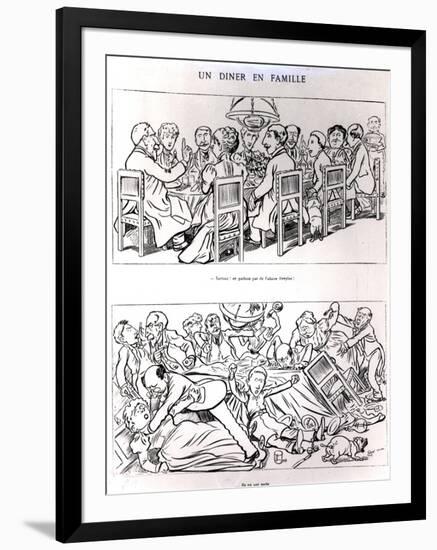 Caricature of a Family Dinner Before and after Having Talked About the Dreyfus Affair, circa 1894-Emmanuel Poire Caran D'ache-Framed Giclee Print