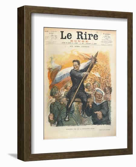 Caricature of Alexander Kerensky (1881-1970), Cover of the French Magazine 'Le Rire' 30th June 1917-Charles Leandre-Framed Premium Giclee Print