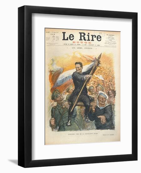 Caricature of Alexander Kerensky (1881-1970), Cover of the French Magazine 'Le Rire' 30th June 1917-Charles Leandre-Framed Premium Giclee Print