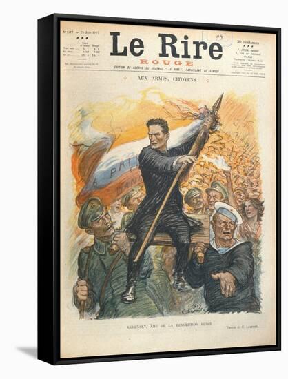 Caricature of Alexander Kerensky (1881-1970), Cover of the French Magazine 'Le Rire' 30th June 1917-Charles Leandre-Framed Stretched Canvas