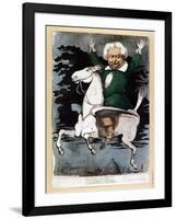 Caricature of Alexandre Dumas Pere as a Musketeer, Illustration from "La Marotte," 1868-G. Chanoine-Framed Giclee Print