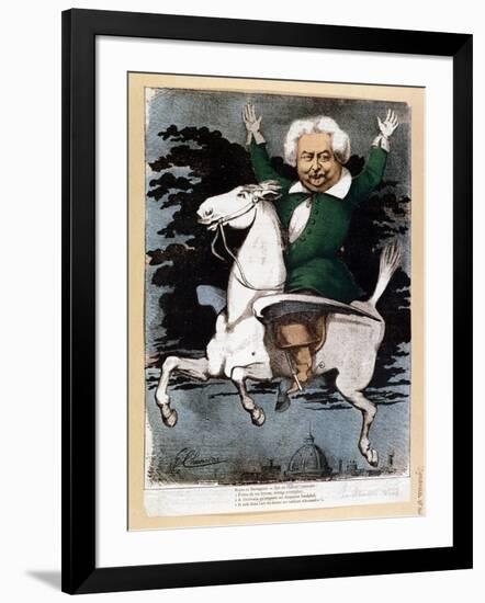 Caricature of Alexandre Dumas Pere as a Musketeer, Illustration from "La Marotte," 1868-G. Chanoine-Framed Giclee Print