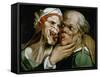 Caricature of an old couple-Bartolomeo Passarotti-Framed Stretched Canvas