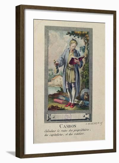 Caricature of Cambon Calculating the Ruin of the Proprietors, the Capitalists and the Rentiers-null-Framed Giclee Print