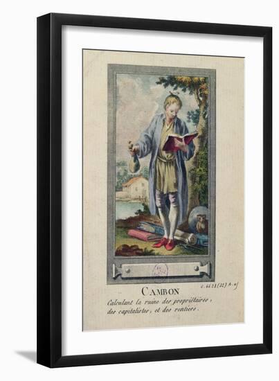 Caricature of Cambon Calculating the Ruin of the Proprietors, the Capitalists and the Rentiers-null-Framed Premium Giclee Print