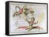 Caricature of Charles Darwin and Emile Littre Depicting Them as Performing Monkeys at a Circus-André Gill-Framed Stretched Canvas