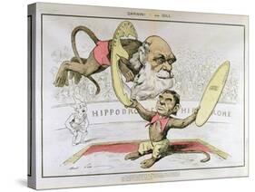 Caricature of Charles Darwin and Emile Littre Depicting Them as Performing Monkeys at a Circus-André Gill-Stretched Canvas