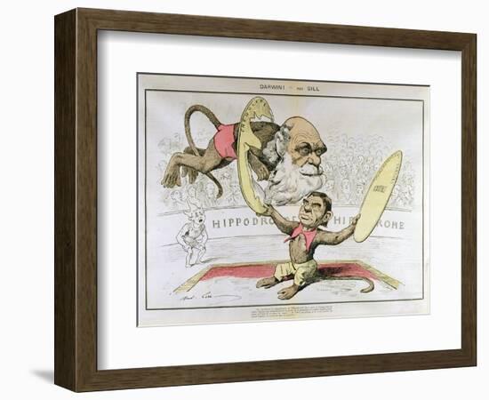 Caricature of Charles Darwin and Emile Littre Depicting Them as Performing Monkeys at a Circus-André Gill-Framed Giclee Print