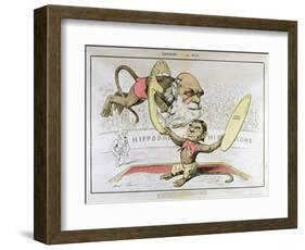 Caricature of Charles Darwin and Emile Littre Depicting Them as Performing Monkeys at a Circus-André Gill-Framed Giclee Print