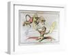 Caricature of Charles Darwin and Emile Littre Depicting Them as Performing Monkeys at a Circus-André Gill-Framed Giclee Print