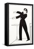 Caricature of Conductor Serge Koussevitzky-null-Framed Stretched Canvas