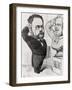 Caricature of Emile Zola Saluting a Bust of Honore de Balzac 1878-André Gill-Framed Giclee Print