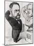 Caricature of Emile Zola Saluting a Bust of Honore de Balzac 1878-André Gill-Mounted Giclee Print