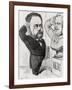 Caricature of Emile Zola Saluting a Bust of Honore de Balzac 1878-André Gill-Framed Giclee Print