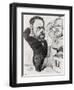 Caricature of Emile Zola Saluting a Bust of Honore de Balzac 1878-André Gill-Framed Giclee Print