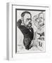 Caricature of Emile Zola Saluting a Bust of Honore de Balzac 1878-André Gill-Framed Giclee Print