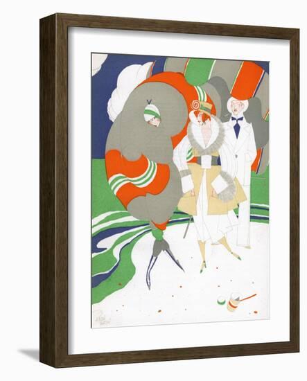 Caricature of Flappers Wearing Furs, C.1920-Ralph Barton-Framed Giclee Print