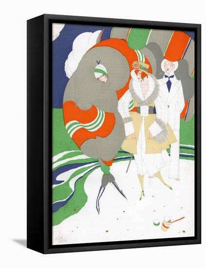 Caricature of Flappers Wearing Furs, C.1920-Ralph Barton-Framed Stretched Canvas
