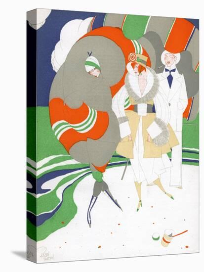Caricature of Flappers Wearing Furs, C.1920-Ralph Barton-Stretched Canvas