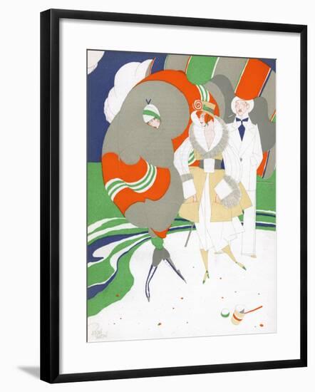 Caricature of Flappers Wearing Furs, C.1920-Ralph Barton-Framed Giclee Print