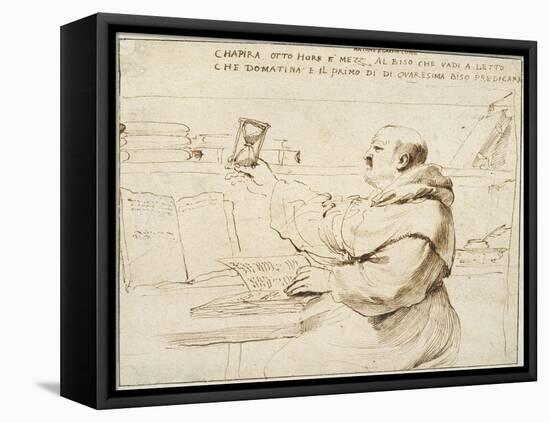 Caricature of Fra Bonaventura Bisi, 1655 - 1659-Guercino-Framed Stretched Canvas