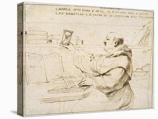 Caricature of Fra Bonaventura Bisi, 1655 - 1659-Guercino-Stretched Canvas