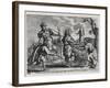 Caricature of Luther, Calvin and Menno Simons Disputing Christ and His Teaching-null-Framed Giclee Print